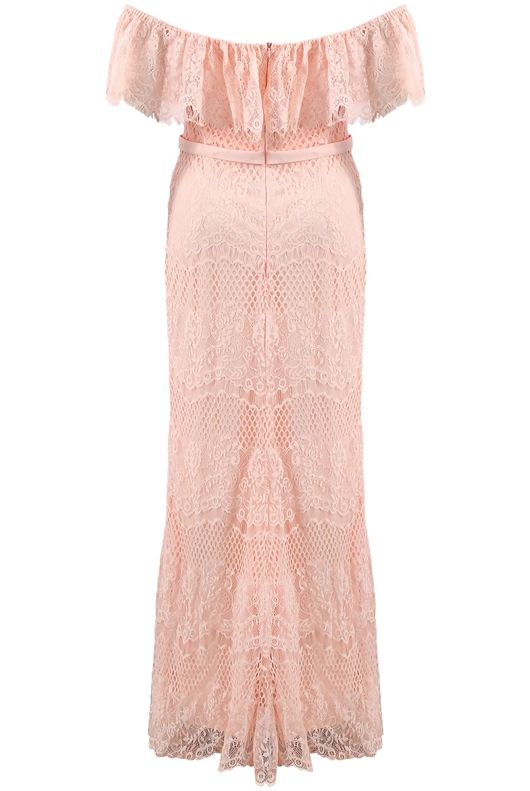 Rose Bandeau Lace Scallop Maxi Dress