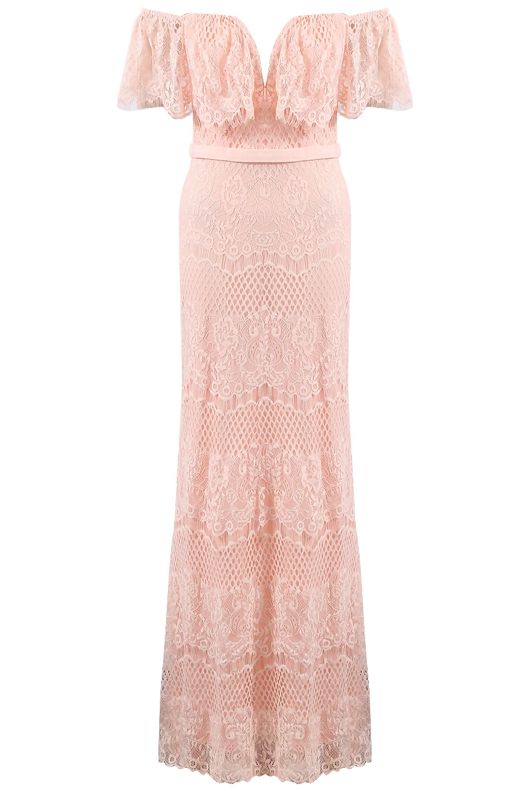 Rose Bandeau Lace Scallop Maxi Dress