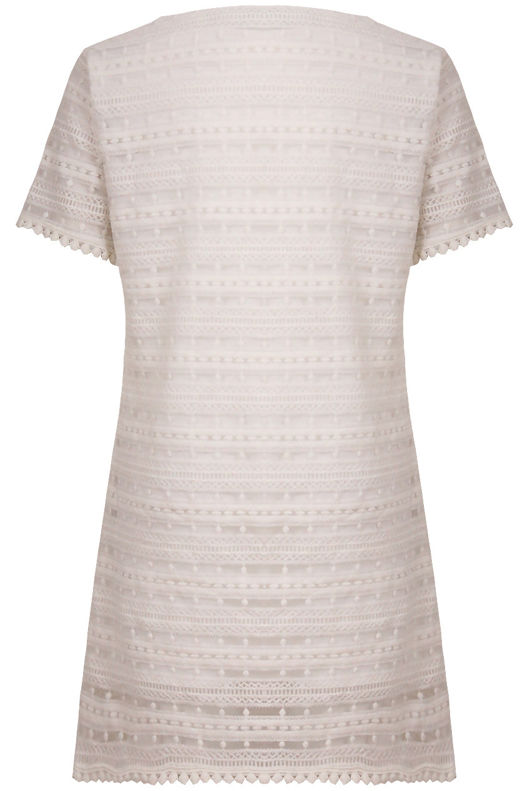Cream Crochet Lace Shift Dress