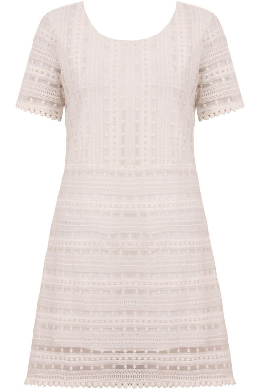 Cream Crochet Lace Shift Dress