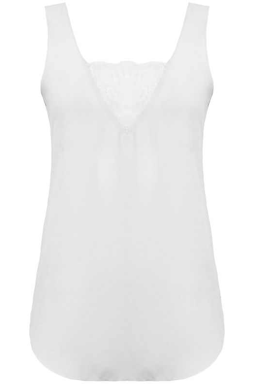 White Lace Insert Chiffon Vest