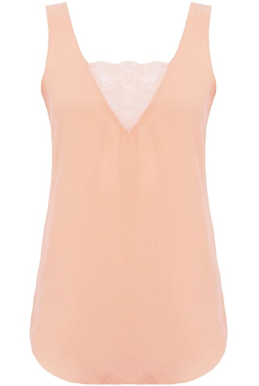 Pink Lace Insert Chiffon Vest