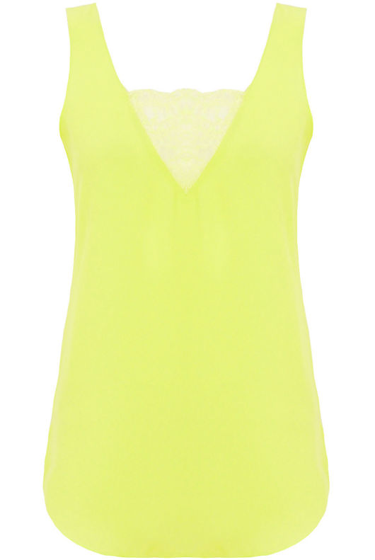 Yellow Lace Insert Chiffon Vest
