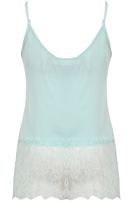 Mint Floral Lace Sleeveless Tops