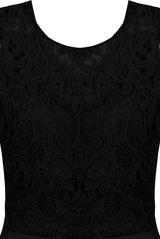 Black Lace Open Back Side Pocketed Playsuit