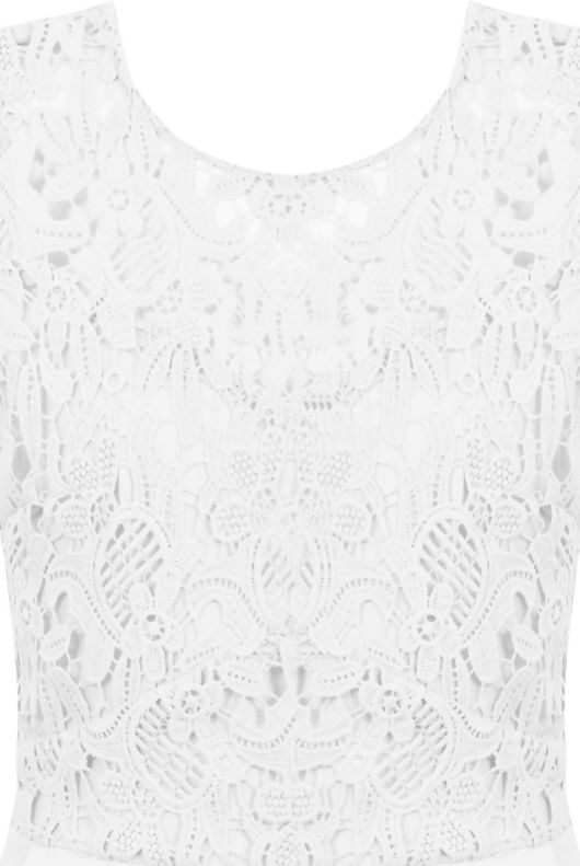 White Lace Open Back Side Pocketed Playsuit