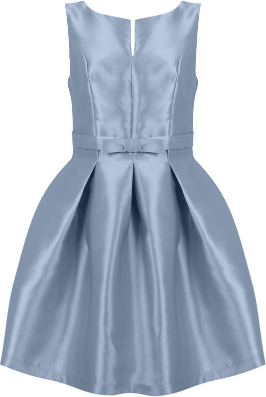 Blue Front Bow Pleated Prom Dress 