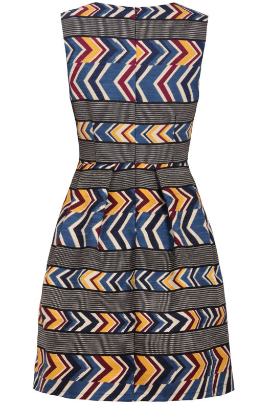 Blue & Mustard Ethnic Print Tulip Dress
