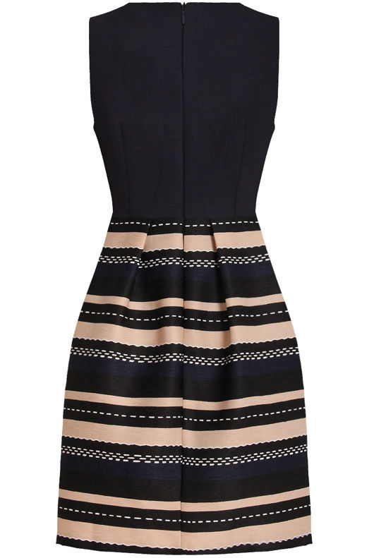 Navy Contrast Textured Sleeveless Shift Dress
