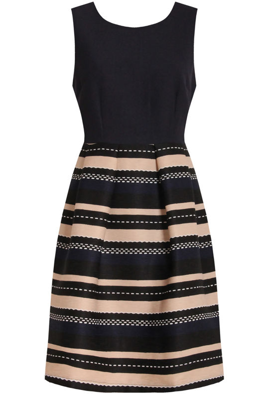 Navy Contrast Textured Sleeveless Shift Dress