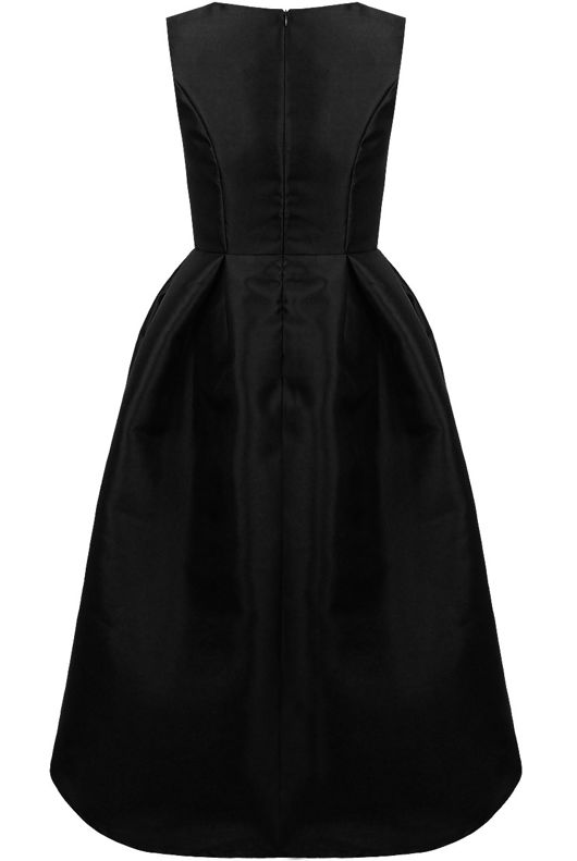 Navy Organza Dip Back Prom Dress