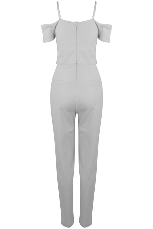 White Bandeau Off Shoulder Jumpsuit 
