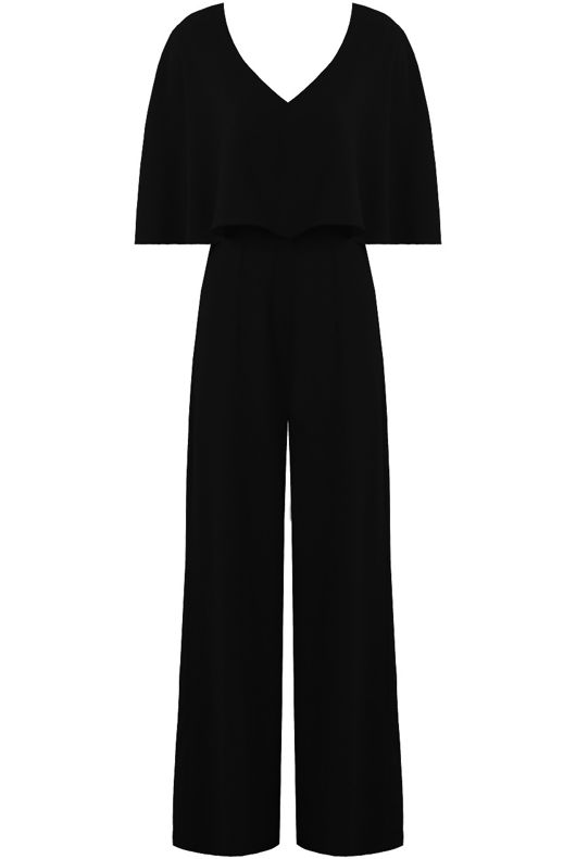 Black Front Low Neck Layered Palazzo Jumpsuit 