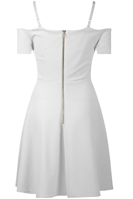 White cross Over Off the Shoulder Shift Dress