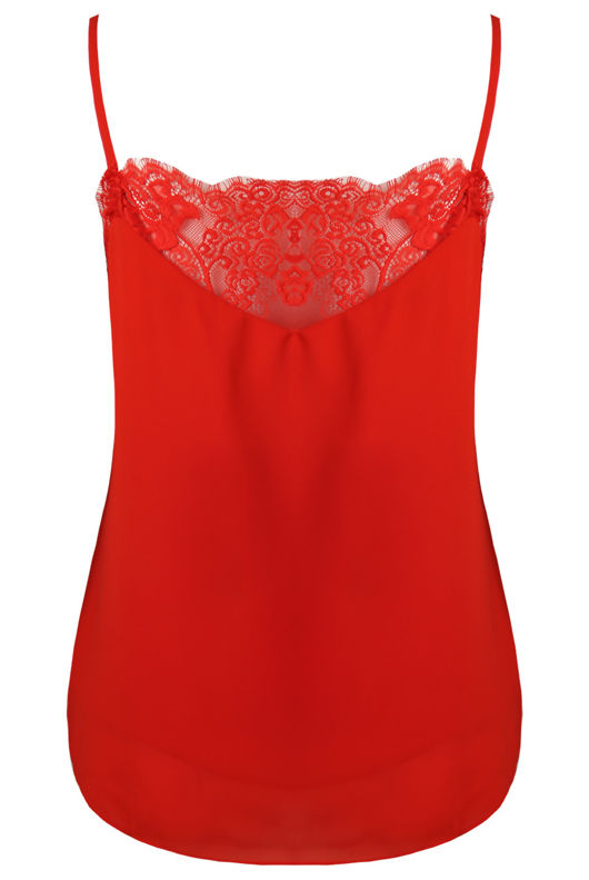 Red Floral Lace Insert Top