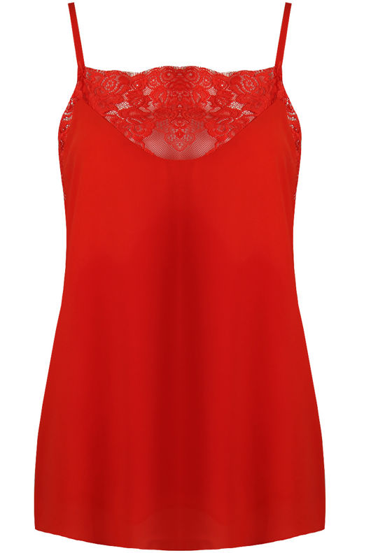 Red Floral Lace Insert Top