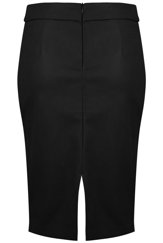 Black PU Patched Up Pencil Skirt