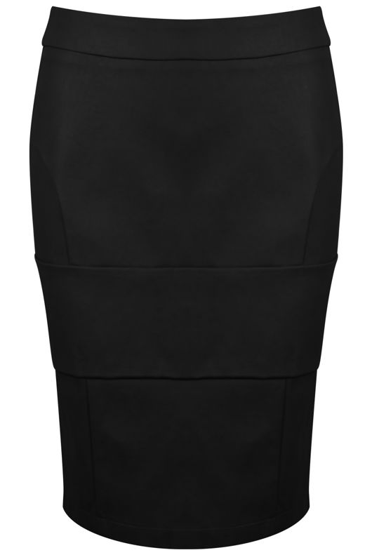 Black PU Patched Up Pencil Skirt