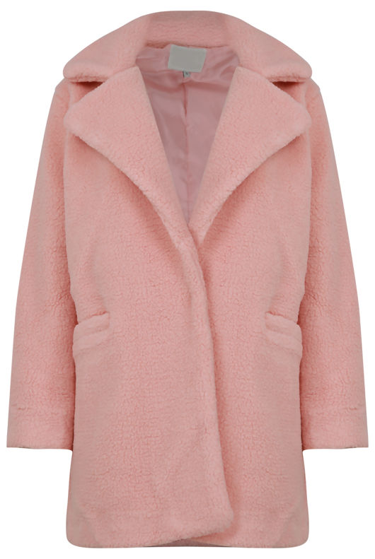 Pink Borg Fleece Coat