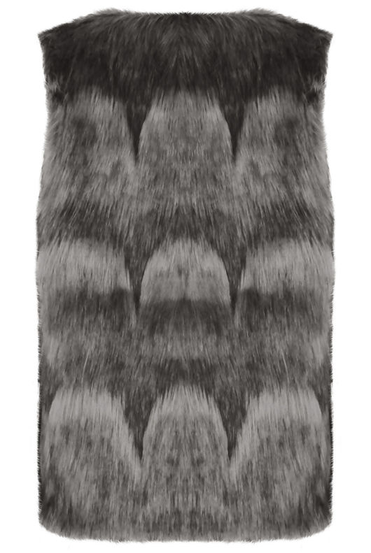Grey Contrast Layered Fur Gilet