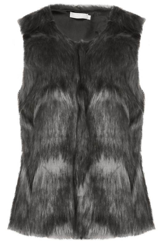 Grey Contrast Layered Fur Gilet