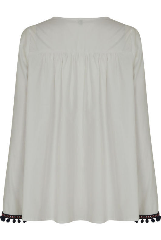 White Embroidered Tie Up Tops
