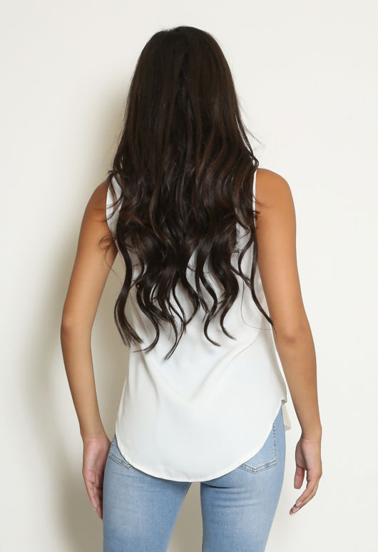 White Front Pleat blouse