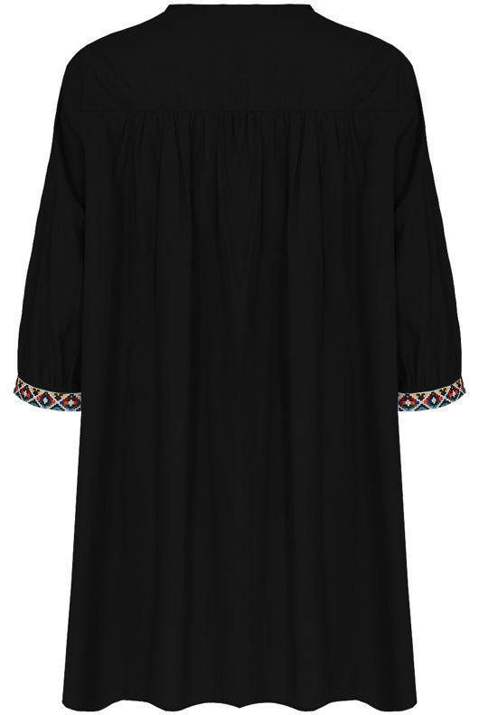 Black Embroidery Fringed Shift Dress