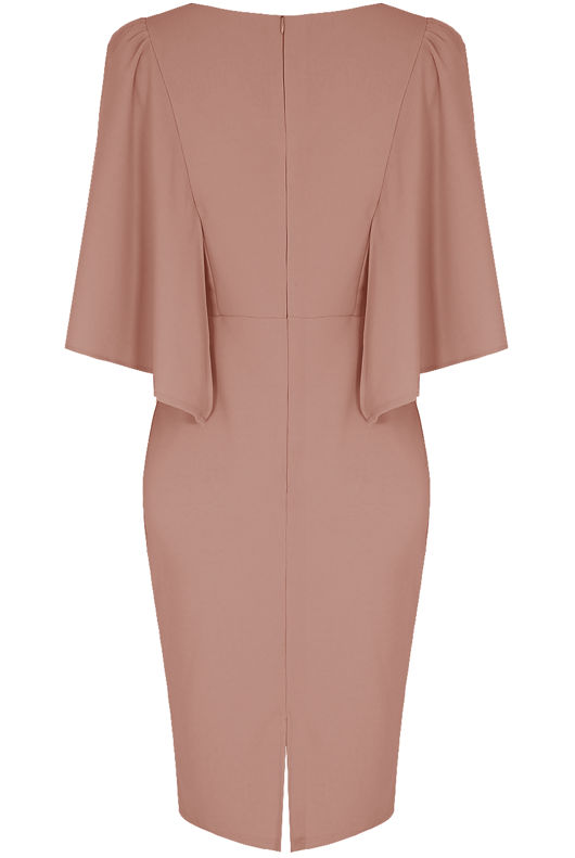 Bell Sleeve Back Slit Midi Dress in Rose