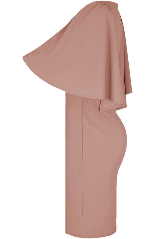 Bell Sleeve Back Slit Midi Dress in Rose