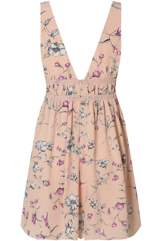 Contrast Floral Back Zip Up Shift Dress in Pink