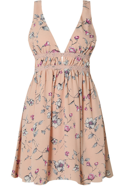 Contrast Floral Back Zip Up Shift Dress in Pink