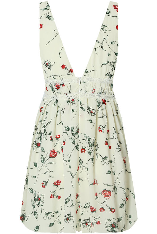 Contrast Floral Back Zip Up Shift Dress in White