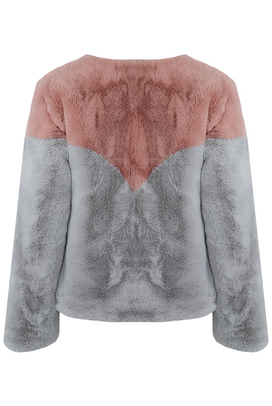Rose and Grey Two Tone Fur Jacket