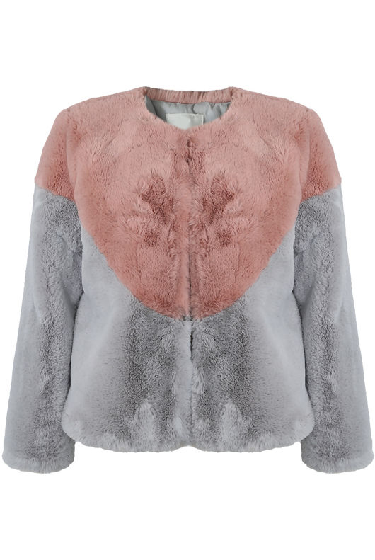 Rose and Grey Two Tone Fur Jacket