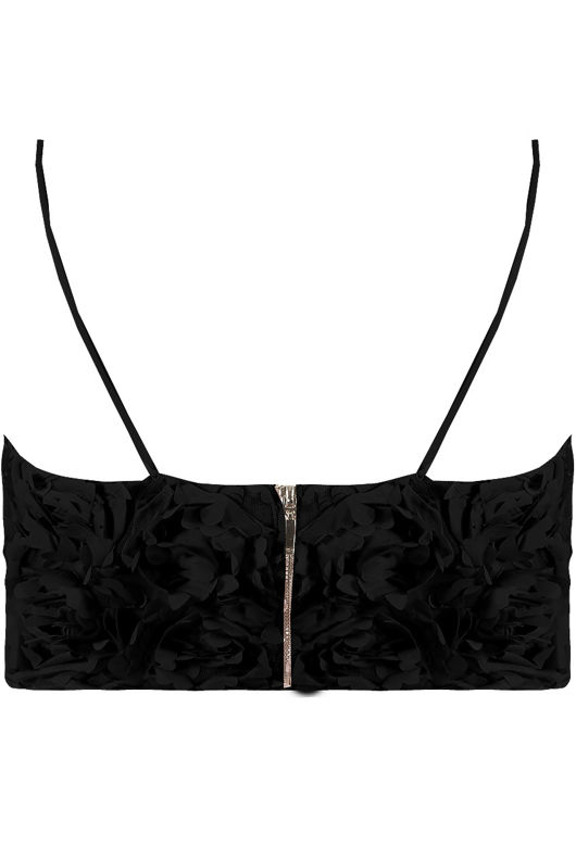 Black Petals Sweetheart Cropped Cami