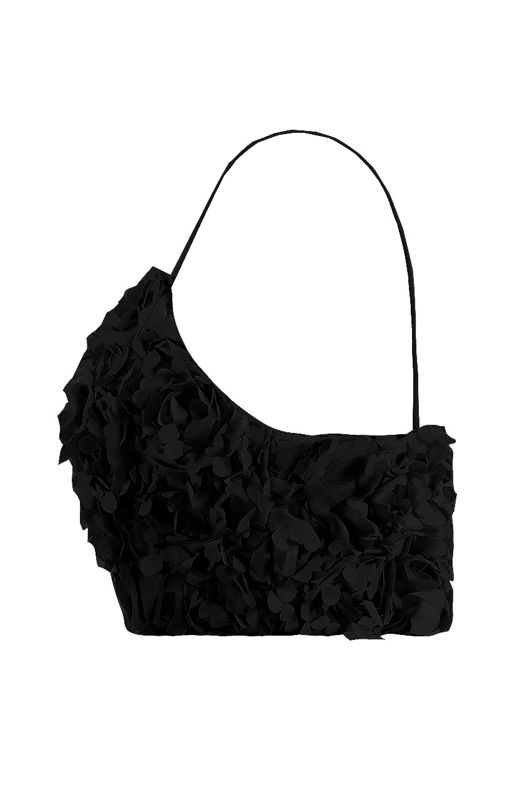 Black Petals Sweetheart Cropped Cami