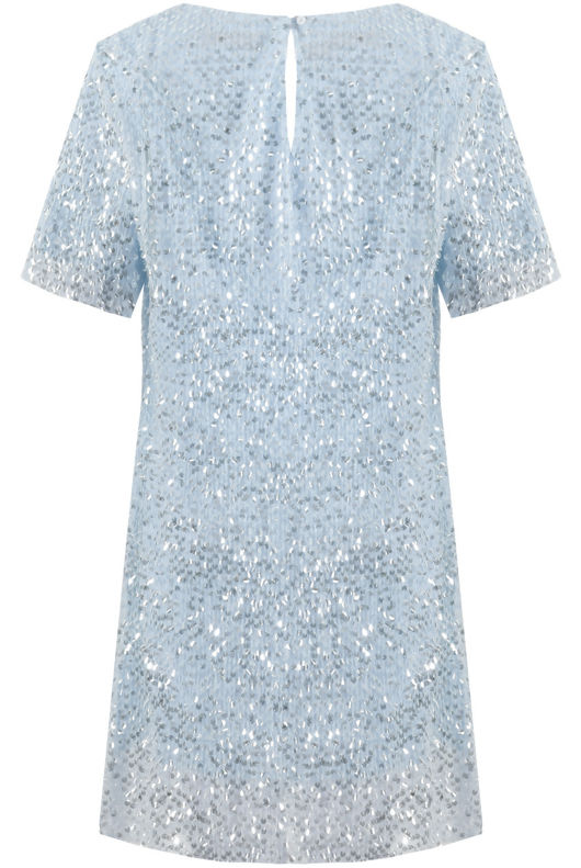 Sequin Short Sleeve Mini Dress in Sky