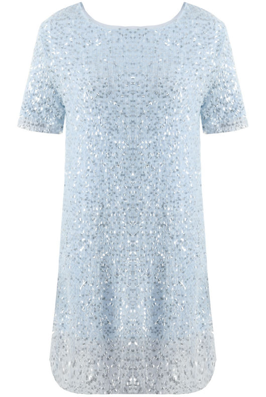 Sequin Short Sleeve Mini Dress in Sky