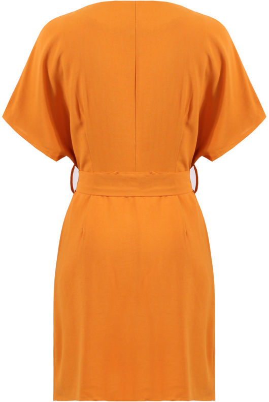 Mustard Button Tie Up Dress