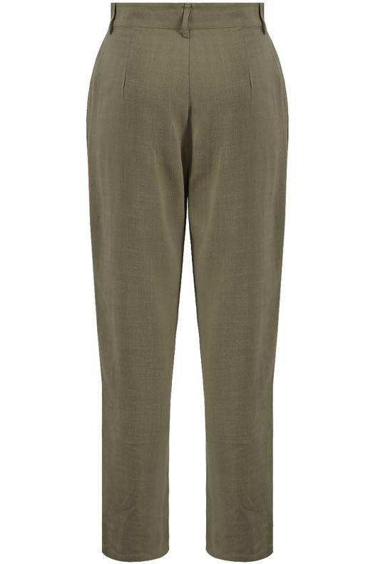 Khaki Button Up Straight Leg Pants