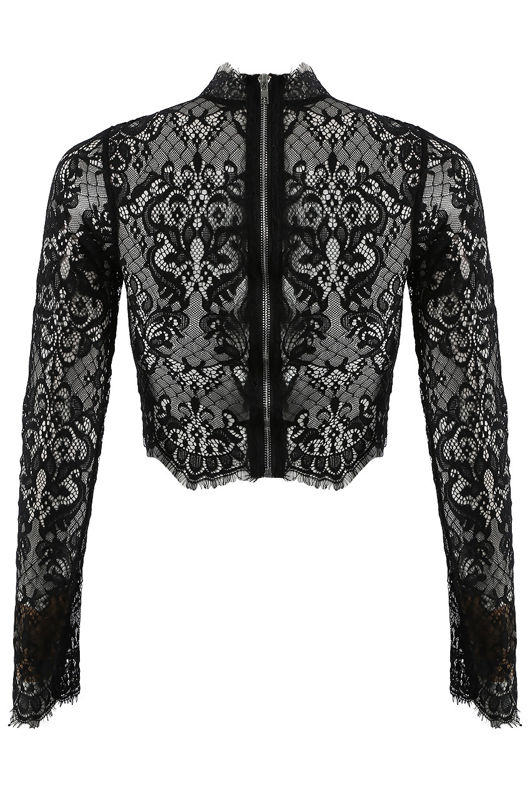 Black Lace Intricate Scallop Top