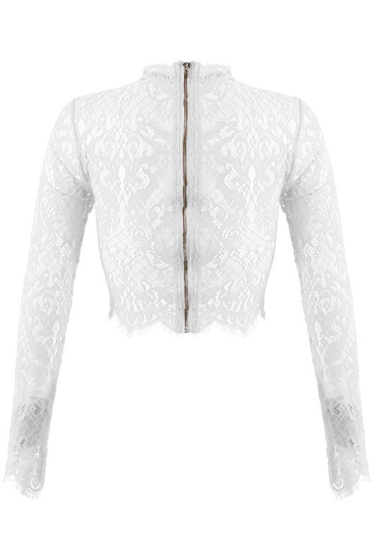 White Lace Intricate Scallop Top
