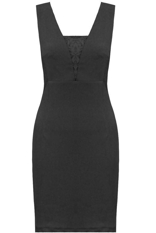 Black Floral Lace Back Zip Up Bodycon Dress