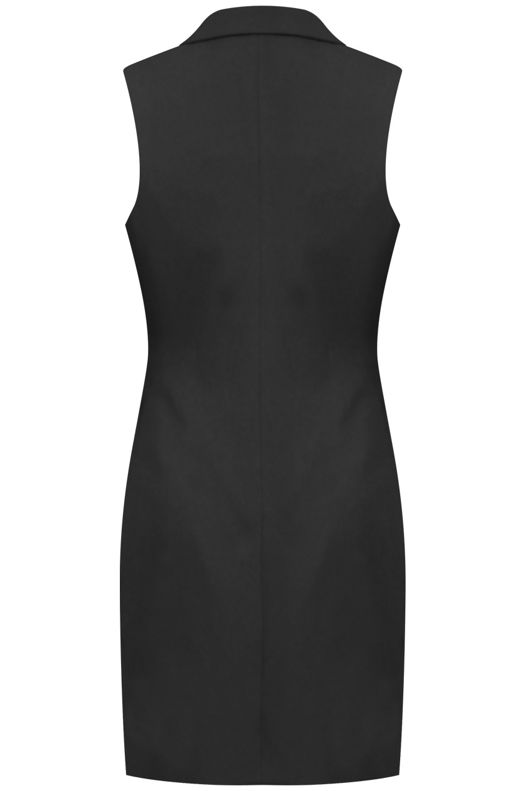 Black Longline Tailored Sleeveless Blazer