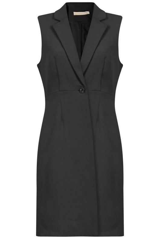 Black Longline Tailored Sleeveless Blazer