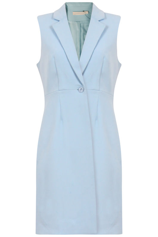 Blue Longline Tailored Sleeveless Blazer