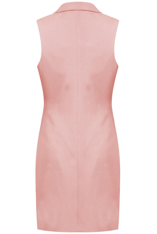 Pink Longline Tailored Sleeveless Blazer