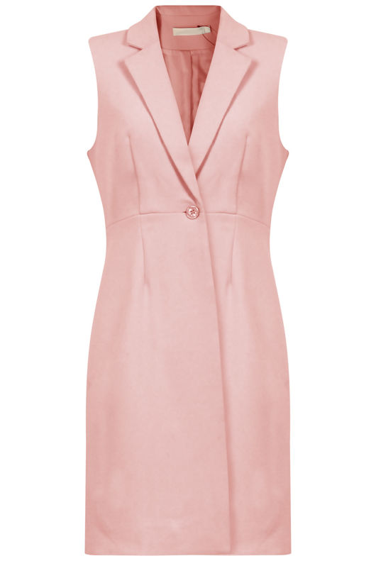 Pink Longline Tailored Sleeveless Blazer