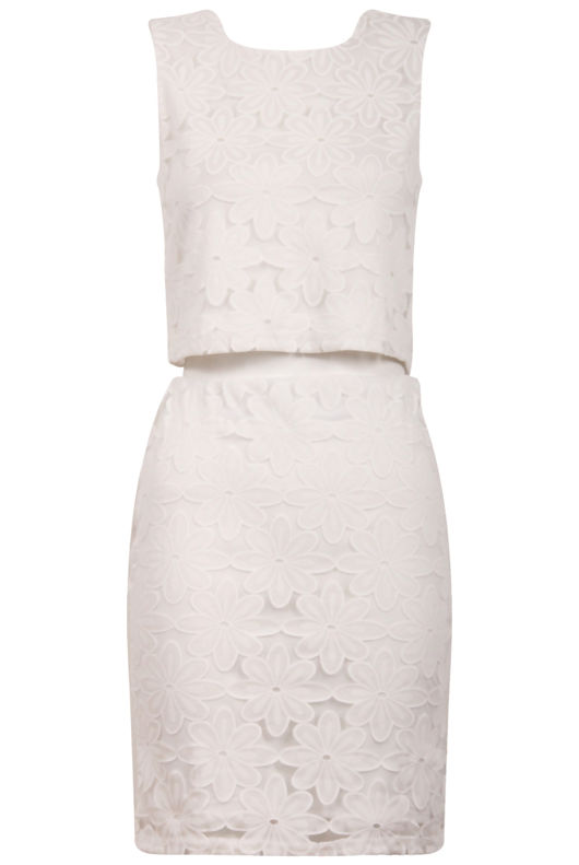 White Crochet Floral Lace Top & Skirt Set